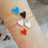 Sterling silver and gold plated heart enamel bracelet. Enamel heart bracelet.