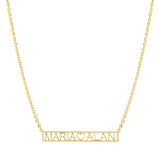 Couples bar necklace. Name (heart) name. Sterling silver and 14k gold plated. Initial nameplate. Personalized nameplate.