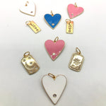 18K medium gold filled paper clip chain necklaces with jumbo enamel heart. Chain necklaces with charm. Gold-filled charm necklace