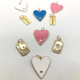 18K medium gold filled paper clip chain necklaces with jumbo enamel heart. Chain necklaces with charm. Gold-filled charm necklace