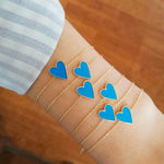 Sterling silver and gold plated heart enamel bracelet. Enamel heart bracelet.