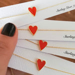 Sterling silver and gold plated heart enamel bracelet. Enamel heart bracelet.