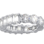 Half band eternity band/ ring. Baguette/round band eternity ring. Sterling silver and rhodium/gold plated sizes 5-9