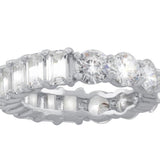 Half band eternity band/ ring. Baguette/round band eternity ring. Sterling silver and rhodium/gold plated sizes 5-9