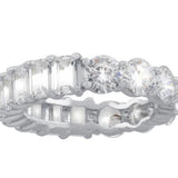 Half band eternity band/ ring. Half baguette/ half round eternity ring. Sterling silver and rhodium/gold plated sizes 5-9