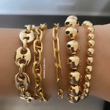 18K Gold filled puffed mariner link bracelets in color gold. Puffed mariner bracelet in gold or silver.