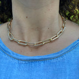 18K gold-filled large link choker l gold-filled mega link paper clip chain necklaces l Gold Chain necklaces l Mega link chain necklace.