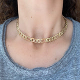 18K gold filled Cuban link figaro choker in gold. Any length.