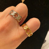 18K gold filled chain ring-thick size and thin size. Cuban chain link ring. Figaro chain link ring.