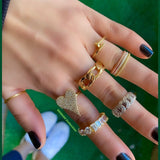 18K gold filled chain ring-thick size and thin size. Cuban chain link ring. Figaro chain link ring.