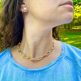 18K gold-filled large link choker l gold-filled mega link paper clip chain necklaces l Gold Chain necklaces l Mega link chain necklace.