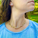 18K gold-filled large link choker l gold-filled mega link paper clip chain necklaces l Gold Chain necklaces l Mega link chain necklace.