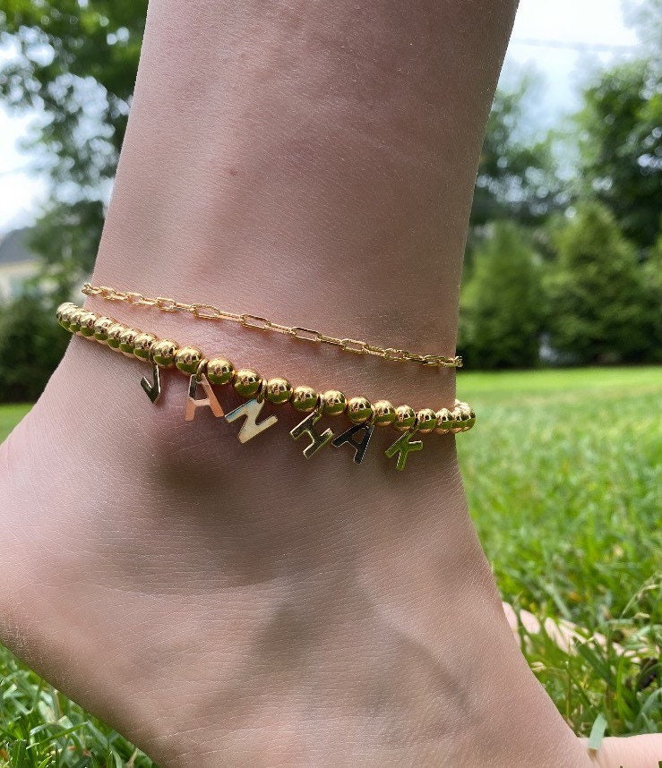 18K gold-filled paper clip link/chain anklet. Gold or silver.