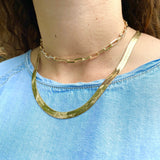 18K gold filled herringbone chain necklaces. Snake chain necklaces. Liquid gold chain necklace. Gold Chain necklaces.