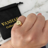 Sterling silver signet pinky ring in gold, rose gold or silver