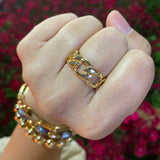 18K gold filled chain ring-thick size and thin size. Cuban chain link ring. Figaro chain link ring.