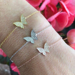 Pave Stones CZ Butterly bracelet | Sterling silver and gold plated butterfly bracelet in gold, rose gold and silver colors!