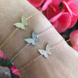 Pave Stones CZ Butterly bracelet | Sterling silver and gold plated butterfly bracelet in gold, rose gold and silver colors!