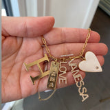 Personalized Pave’ Charms. Initial charms. Letter charms. Diamond Charms. CZ charms. Custom name charms. Sterling Silver Gold Plated.