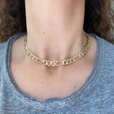 18K gold filled Cuban link figaro choker in gold. Any length.