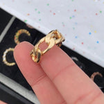 18K gold filled chain ring-thick size and thin size. Cuban chain link ring. Figaro chain link ring.