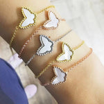 Mother of Pearl Butterly bracelet | Sterling silver and gold plated butterfly bracelet in gold, rose gold and silver colors!