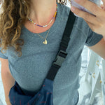 Personalized/Custom heart charm necklace on a paper clip chain. Engrave anything you like! Sterling silver and 14K gold plated.