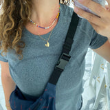 Personalized/Custom heart charm necklace on a paper clip chain. Engrave anything you like! Sterling silver and 14K gold plated.