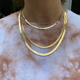 18K gold filled herringbone chain necklaces. Snake chain necklaces. Liquid gold chain necklace. Gold Chain necklaces.