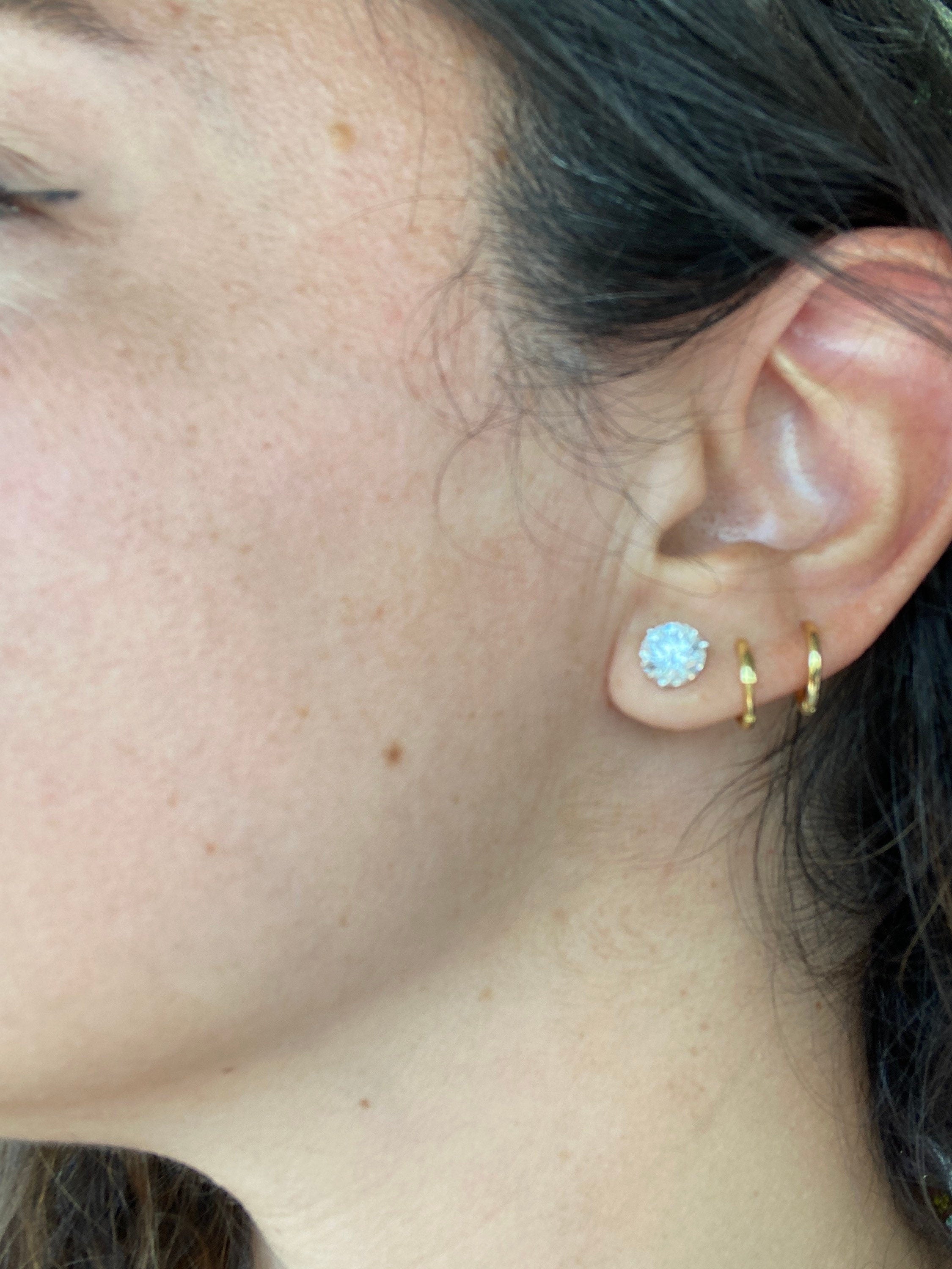 Gold/Silver huggies. Pave huggies. Solid huggies. Sterling silver and gold plated.