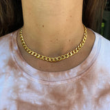 18K gold filled Thick Curb Cuban link choker. Gold or silver color. Any length. Cuban link.