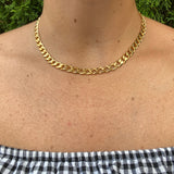 18K gold filled Thick Curb Cuban link choker. Gold or silver color. Any length. Cuban link.