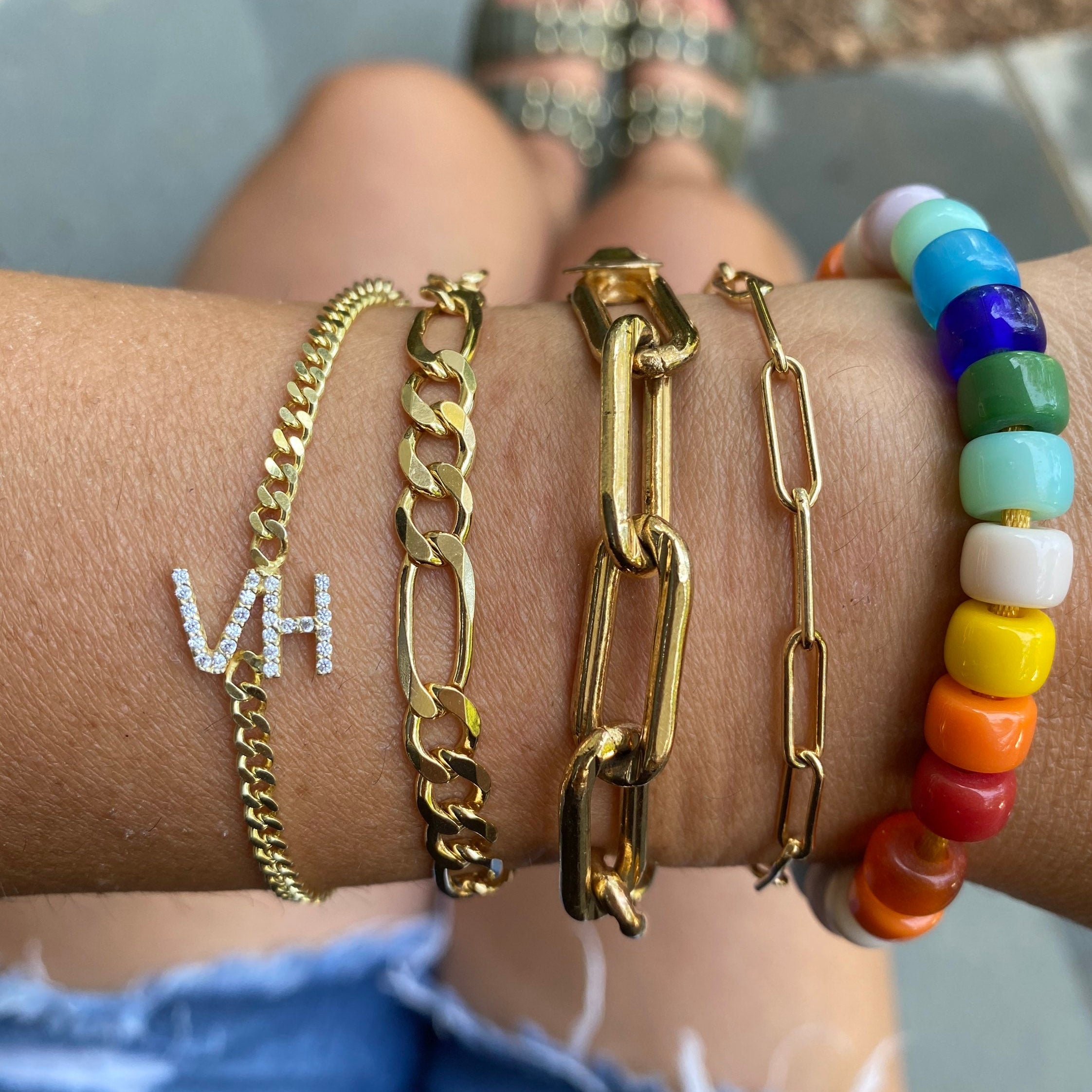 Initial bracelet | Personalized bracelet | Sterling silver and gold plated custom bracelet | custom bracelet in gold, rose gold and silver