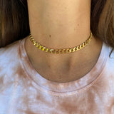 18K gold filled Thick Curb Cuban link choker. Gold or silver color. Any length. Cuban link.