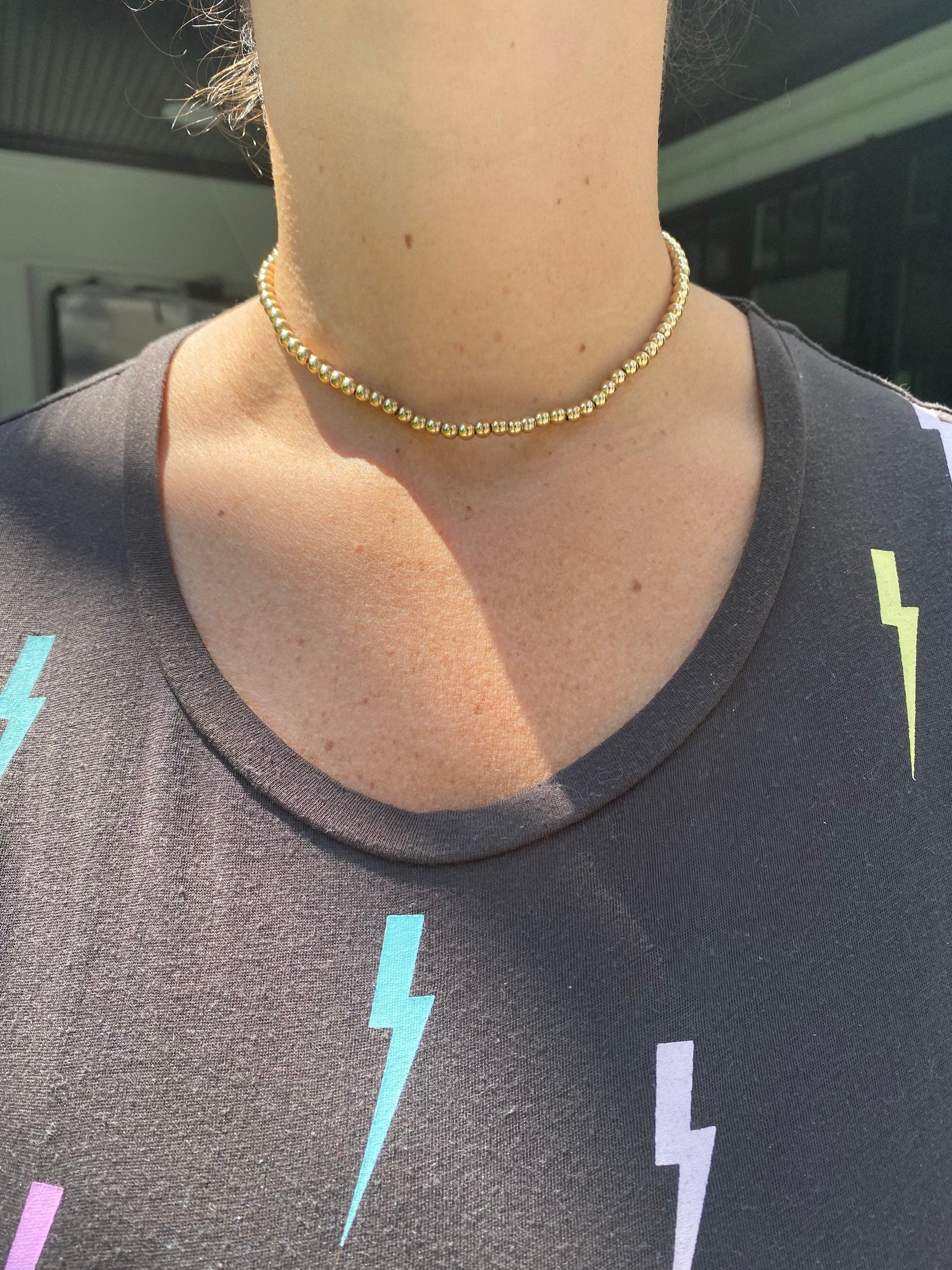 18K Gold-filled 3mm or 5mm gold ball choker/necklace. Gold-filled gold ball necklace. Gold-filled gold ball choker.