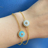 Evil eye bracelets in sterling silver gold, rose gold and silver. Khamsa bracelets. Eye bracelet.