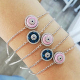 Evil eye bracelets in sterling silver gold, rose gold and silver. Khamsa bracelets. Eye bracelet.