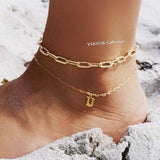 18K gold-filled paper clip link/chain anklet. Gold or silver.