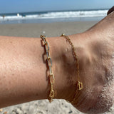 18K gold-filled paper clip link/chain anklet. Gold or silver.