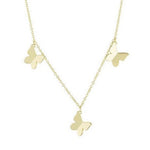 Gold butterfly necklace. Sterling silver 14K gold plated butterfly choker. Dangling butterflies necklace.