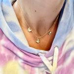 Gold butterfly necklace. Sterling silver 14K gold plated butterfly choker. Dangling butterflies necklace.