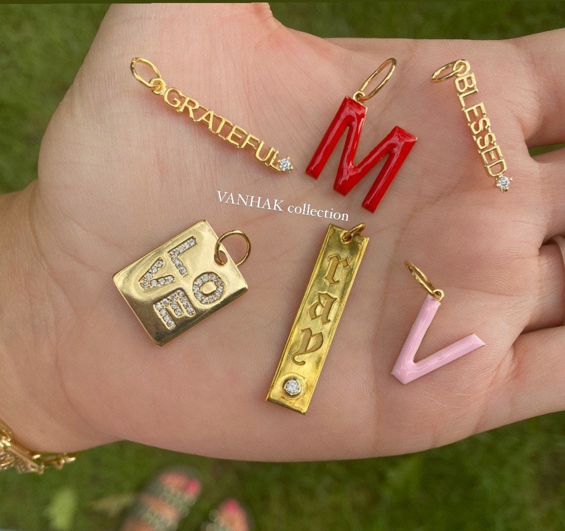 Enamel charm. Enamel initial / letter charm. colorful enamel initial charms.