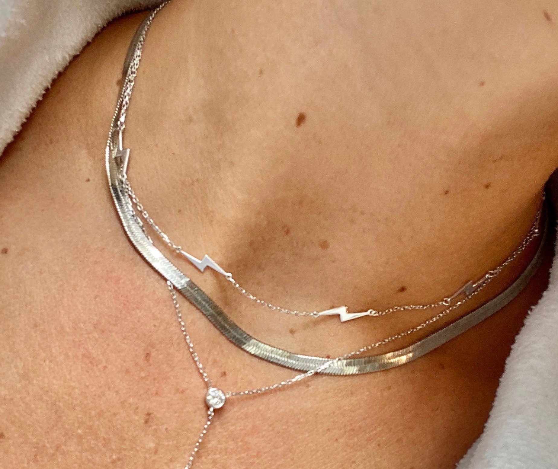 lightning bolt necklace. Lightning bolt choker. Sterling silver gold plated. Gold, rose gold or silver