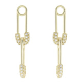 Safety pin earrings. Trendy earrings. Sterling silver 14K gold plated.