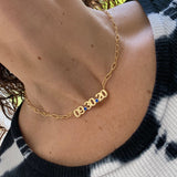 Custom date necklace choker. Date necklace on a paper clip chain. Anniversary/Birthday necklace. Sterling silver gold plated