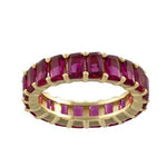 Emerald cut eternity band. Wedding band. Anniversary ring. Red Sterling Silver Baguette Style Eternity Band Ring Gold Plated