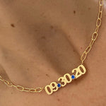 Custom date necklace choker. Date necklace on a paper clip chain. Anniversary/Birthday necklace. Sterling silver gold plated