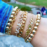 Cuban link personalized name bracelet | Initial Bracelet curb link chain | Year bracelet | silver and gold plated custom bracelet |
