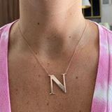 Jumbo initial / letter necklace l Sterling Silver 14K Gold Plated | Personalized large initial necklace