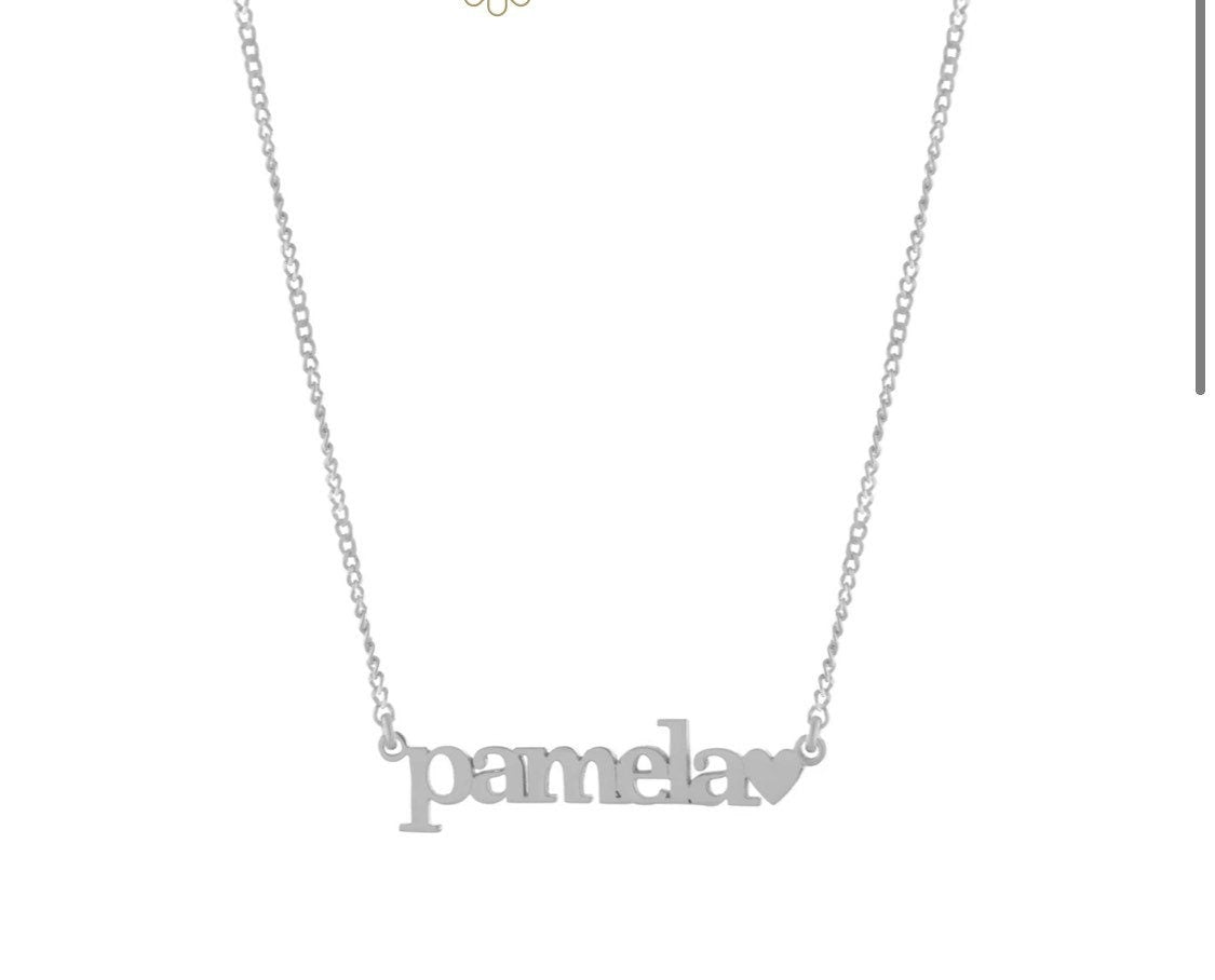 Personalized Name Necklace with heart in Sterling Silver and 14K Gold Plated or Rhodium plated | nameplate with heart | custom necklace